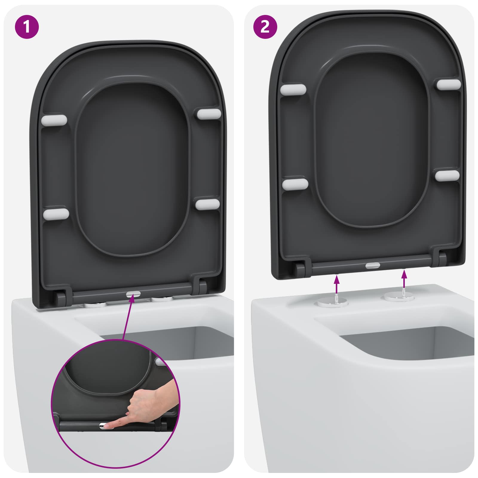 Toiletzitting Antraciet 47,5 x 35 x 3,6 cm Duroplast