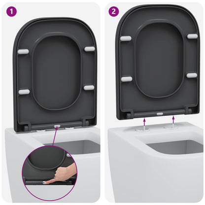 Toiletzitting Antraciet 47,5 x 35 x 3,6 cm Duroplast