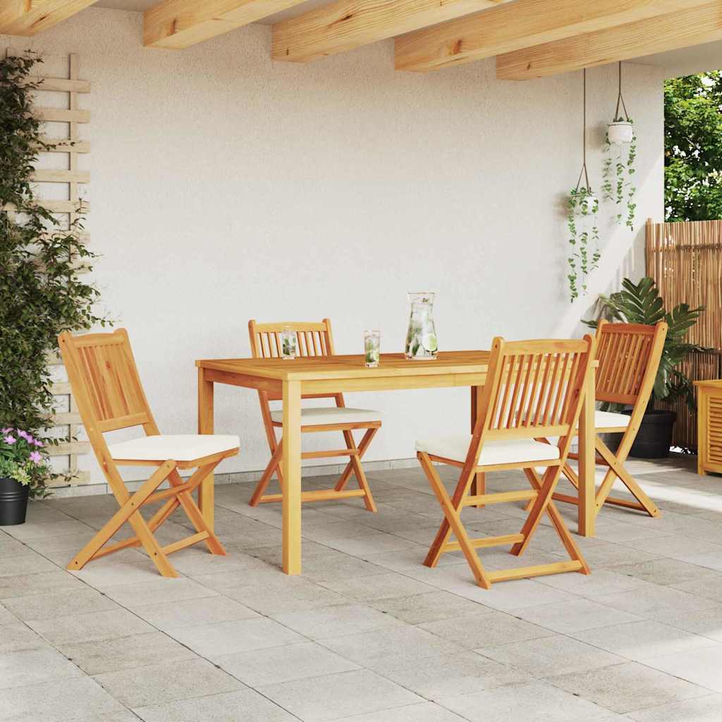 Opvouwbare stoel 4 pcs Wit 49 x 57,5 x 92cm Massief acaciahout