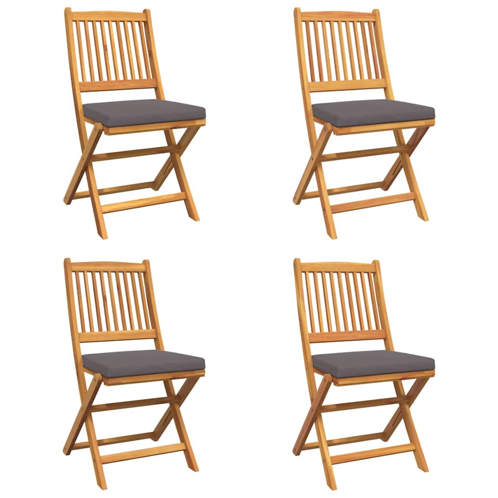 Opvouwbare Stoel Met Kussen 4 Pcs Grijs 49 X 57,5 X 92Cm Donkergrijs Zonder armleuning