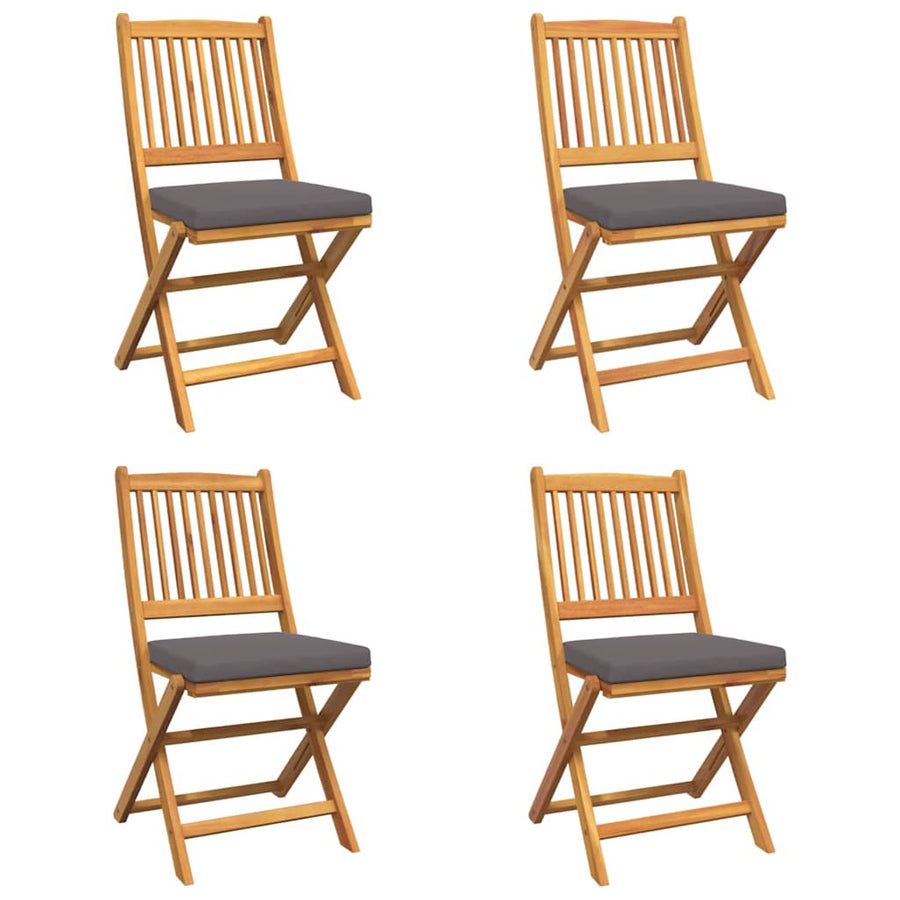 Opvouwbare Stoel Met Kussen 4 Pcs Grijs 49 X 57,5 X 92Cm Donkergrijs Zonder armleuning
