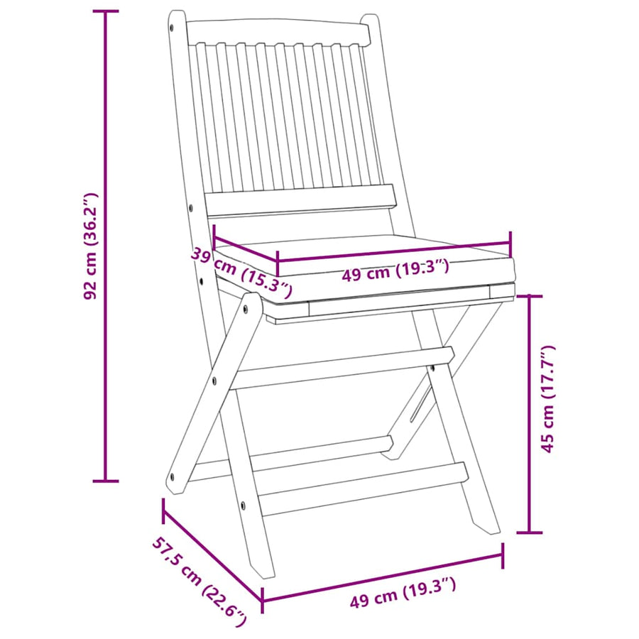 Opvouwbare Stoel Met Kussen 4 Pcs Grijs 49 X 57,5 X 92Cm Donkergrijs Zonder armleuning