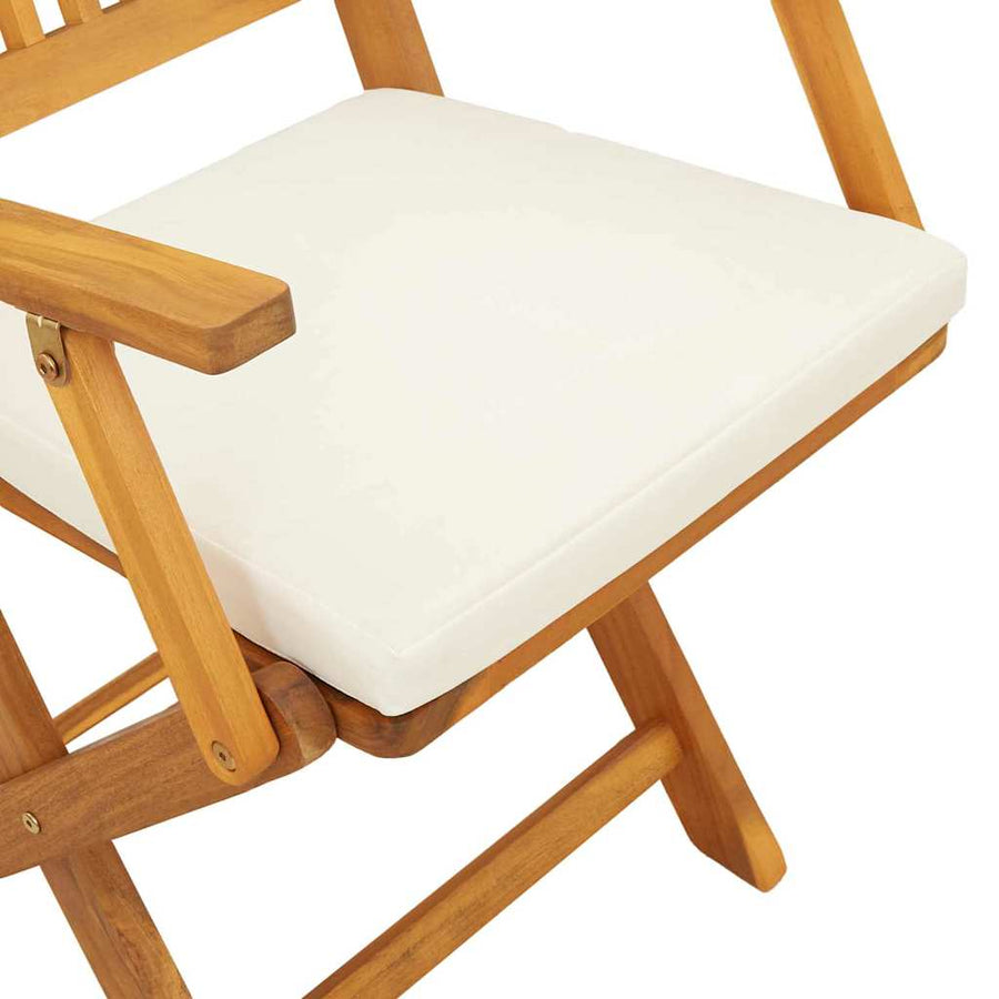 Opvouwbare Stoel 4 Pcs Wit 49 X 57,5 X 92Cm Massief Acaciahout Crèmewit Met armleuning