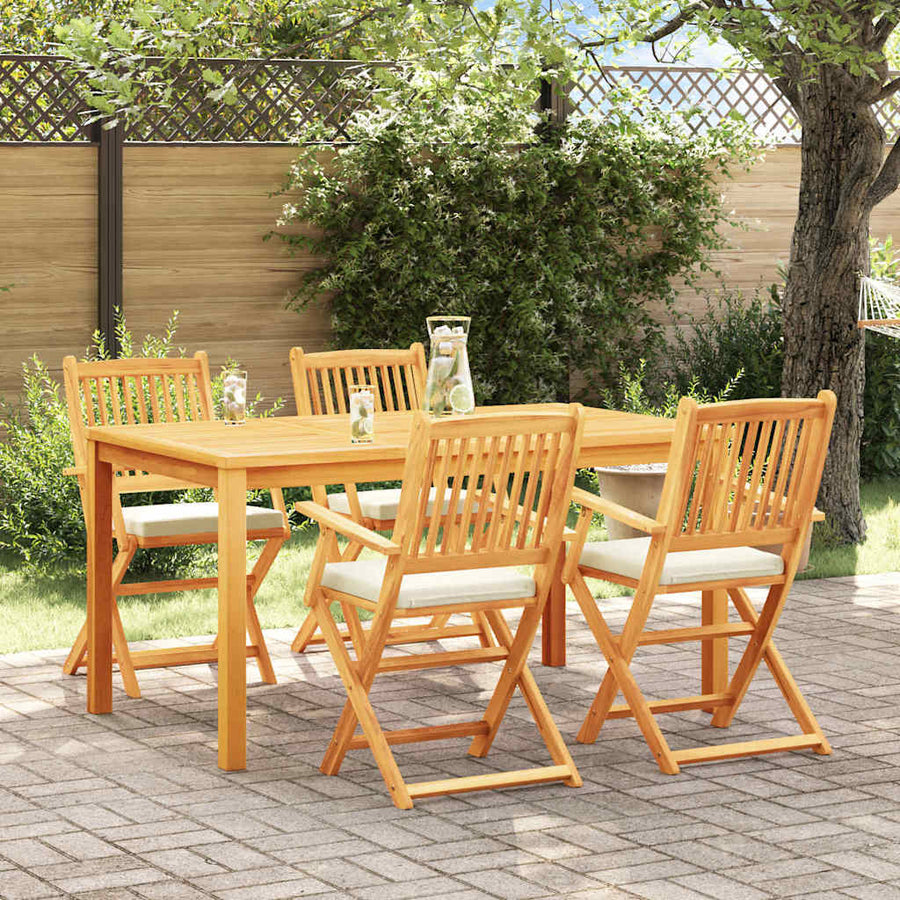 Opvouwbare Stoel 4 Pcs Wit 49 X 57,5 X 92Cm Massief Acaciahout Crèmewit Met armleuning