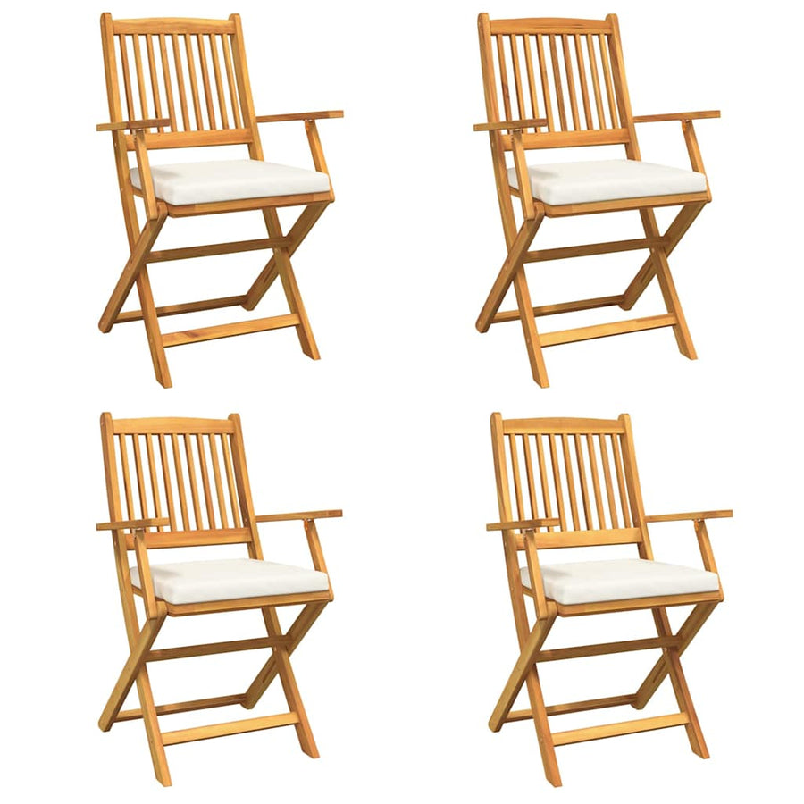 Opvouwbare Stoel 4 Pcs Wit 49 X 57,5 X 92Cm Massief Acaciahout Crèmewit Met armleuning