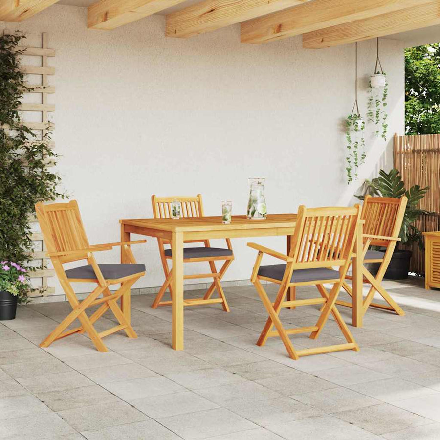 Opvouwbare Stoel Met Kussen 4 Pcs Grijs 49 X 57,5 X 92Cm Donkergrijs Met armleuning
