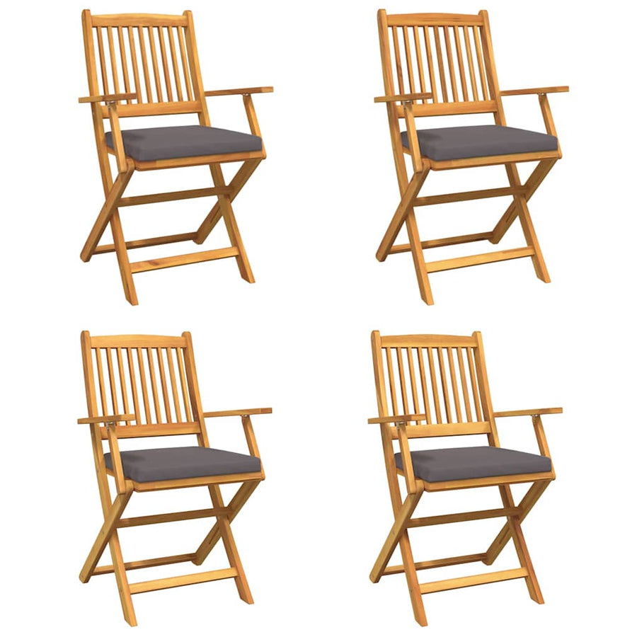 Opvouwbare Stoel Met Kussen 4 Pcs Grijs 49 X 57,5 X 92Cm Donkergrijs Met armleuning