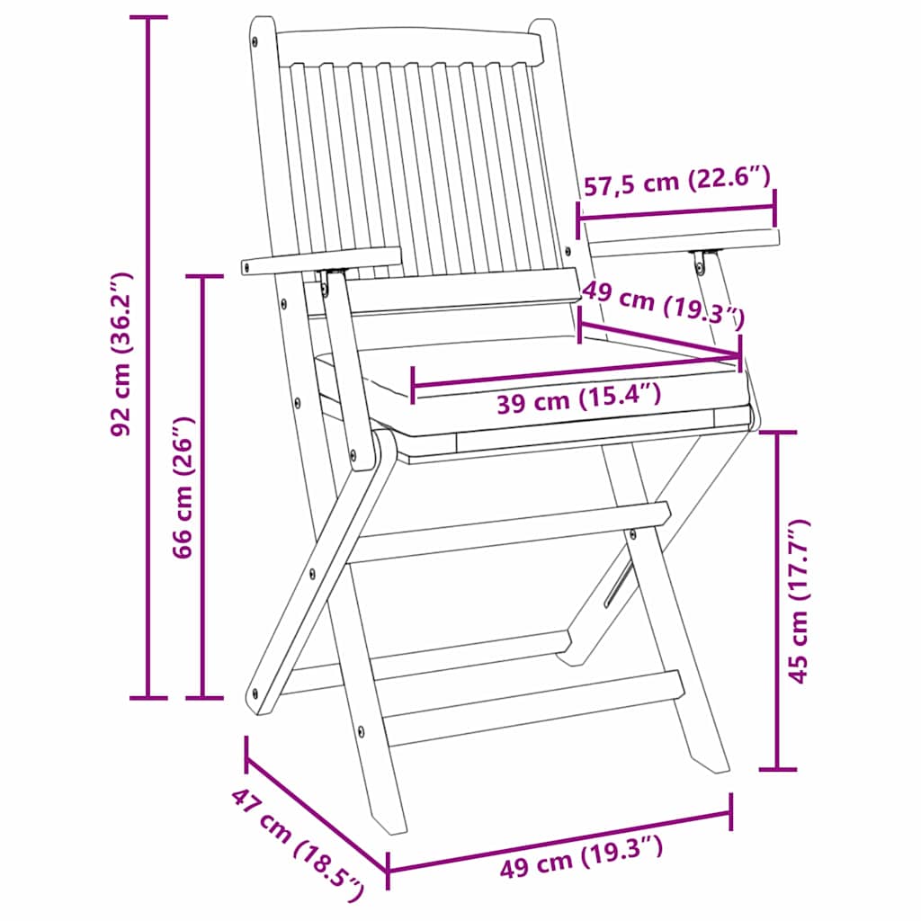 Opvouwbare Stoel Met Kussen 4 Pcs Grijs 49 X 57,5 X 92Cm Donkergrijs Met armleuning