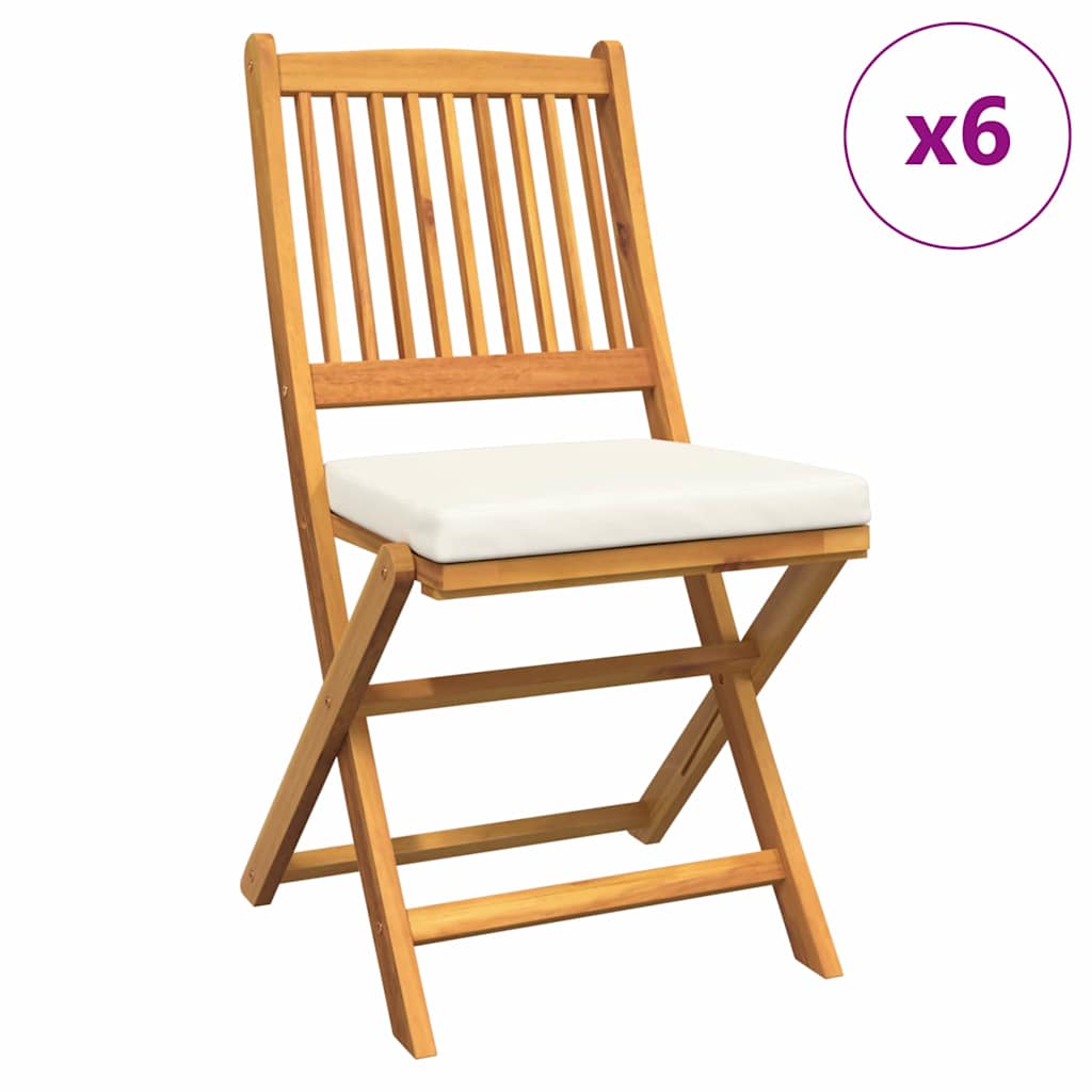 Opvouwbare stoel 6 pcs Wit 49 x 57,5 x 92cm Massief acaciahout