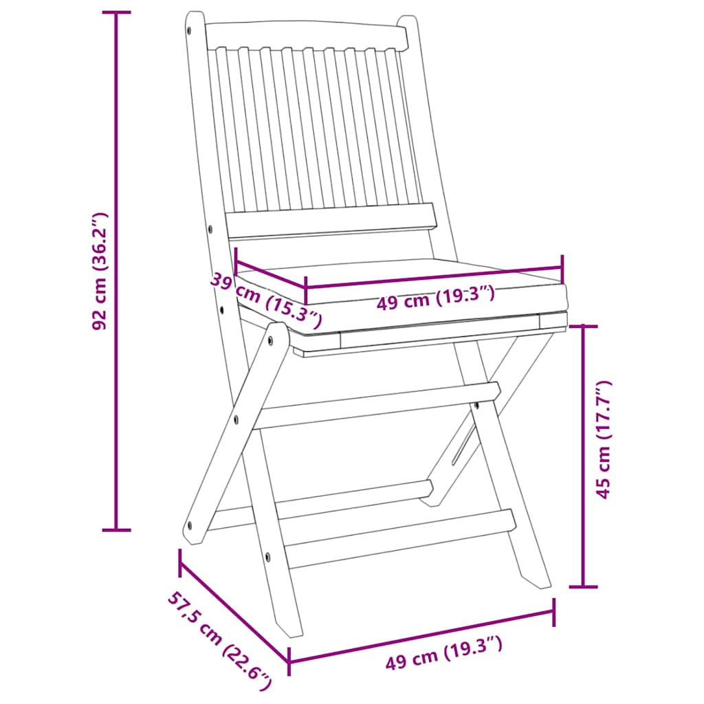 Opvouwbare Stoel Met Kussen 6 Pcs Grijs 49 X 57,5 X 92Cm Donkergrijs Zonder armleuning