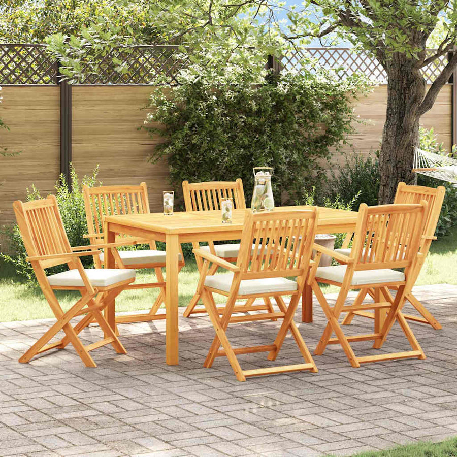 Opvouwbare Stoel 6 Pcs Wit 49 X 57,5 X 92Cm Massief Acaciahout Crèmewit Met armleuning