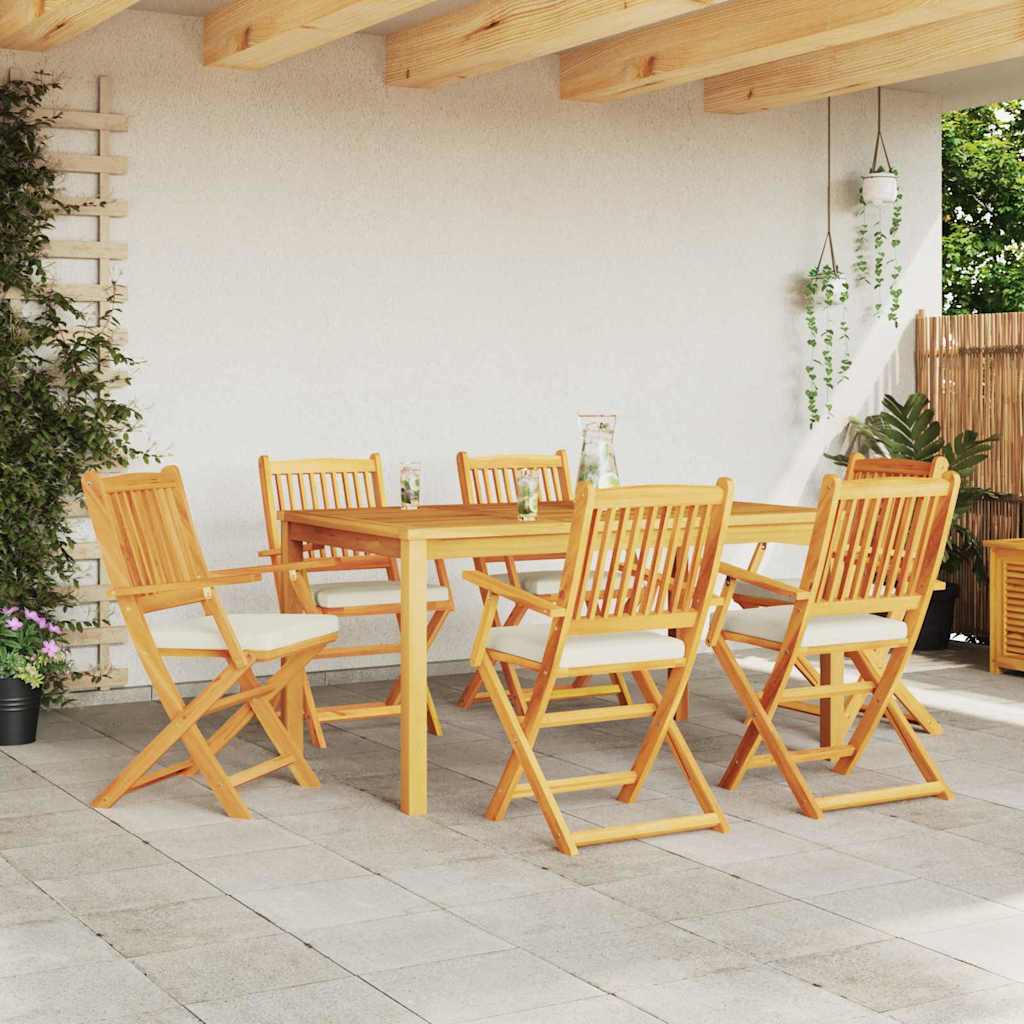 Opvouwbare Stoel 6 Pcs Wit 49 X 57,5 X 92Cm Massief Acaciahout Crèmewit Met armleuning