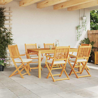 Opvouwbare Stoel 6 Pcs Wit 49 X 57,5 X 92Cm Massief Acaciahout Crèmewit Met armleuning