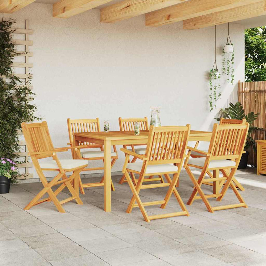 Opvouwbare Stoel 6 Pcs Wit 49 X 57,5 X 92Cm Massief Acaciahout Crèmewit Met armleuning