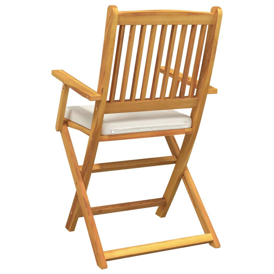 Opvouwbare Stoel 6 Pcs Wit 49 X 57,5 X 92Cm Massief Acaciahout Crèmewit Met armleuning