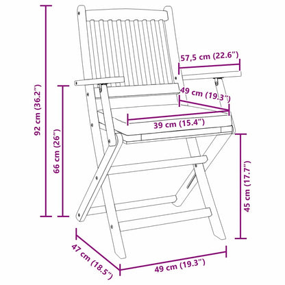Opvouwbare Stoel 6 Pcs Wit 49 X 57,5 X 92Cm Massief Acaciahout Crèmewit Met armleuning