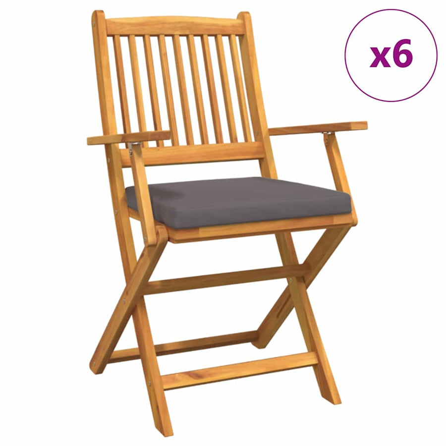 Opvouwbare stoel met kussen 6 pcs Grijs 49 x 57,5 x 92cm