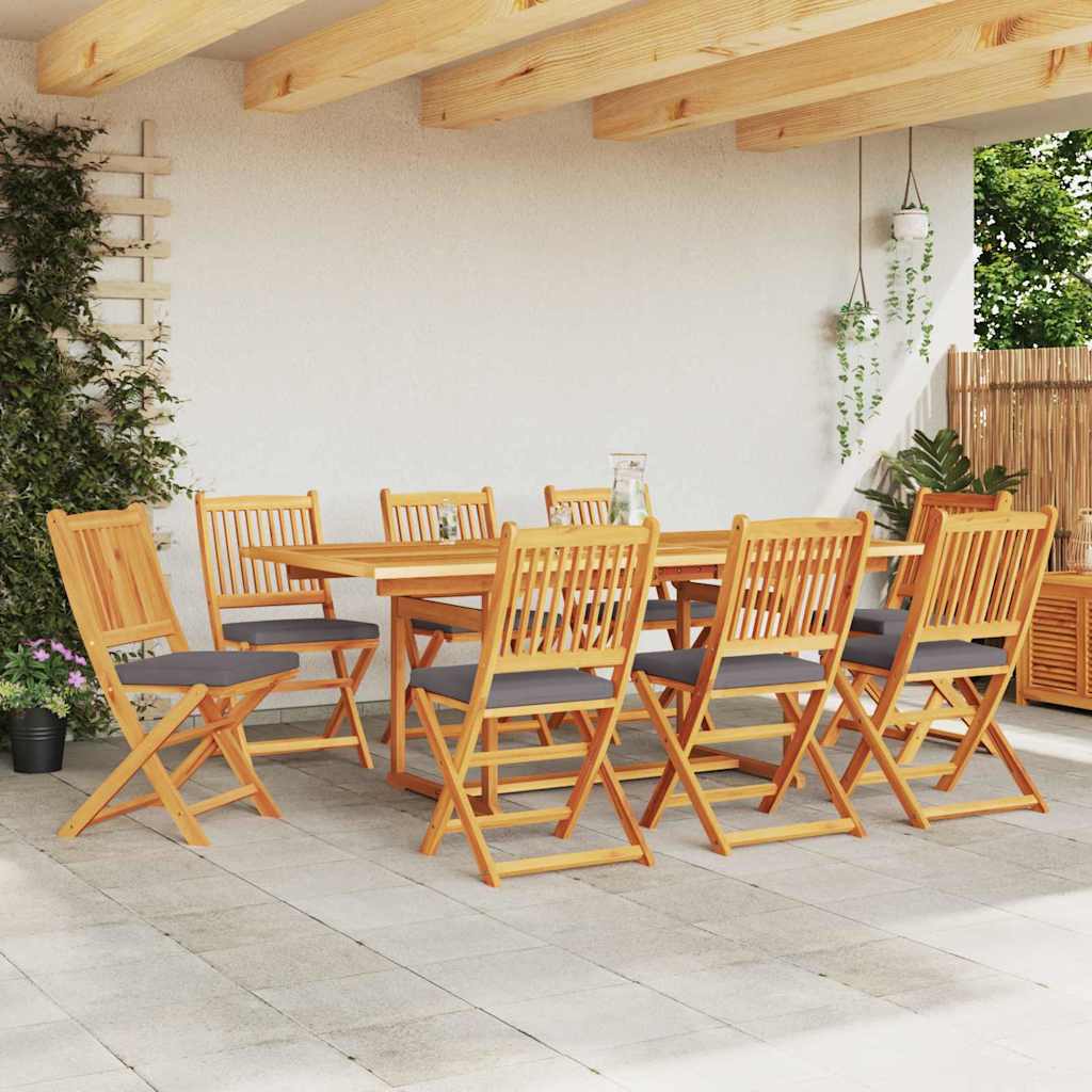 Opvouwbare stoel met kussen 8 pcs Grijs 49 x 57,5 x 92cm