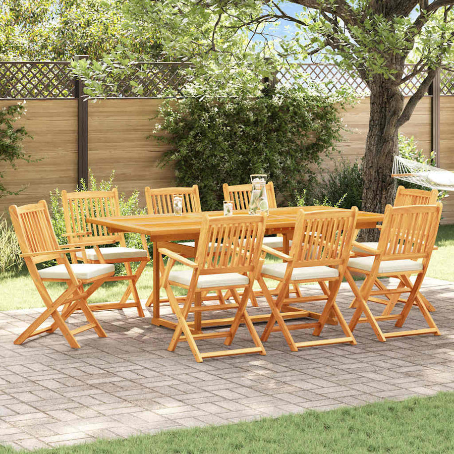 Opvouwbare Stoel 8 Pcs Wit 49 X 57,5 X 92Cm Massief Acaciahout Crèmewit Met armleuning