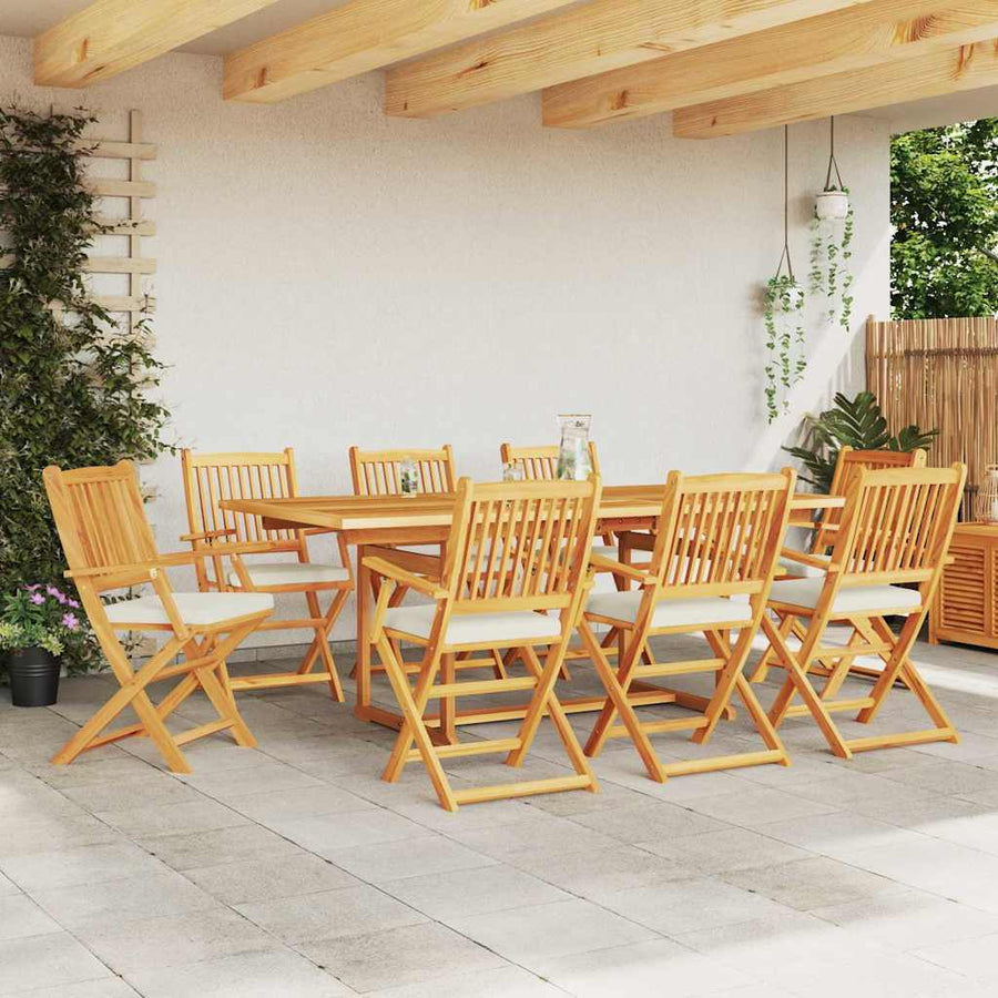 Opvouwbare Stoel 8 Pcs Wit 49 X 57,5 X 92Cm Massief Acaciahout Crèmewit Met armleuning