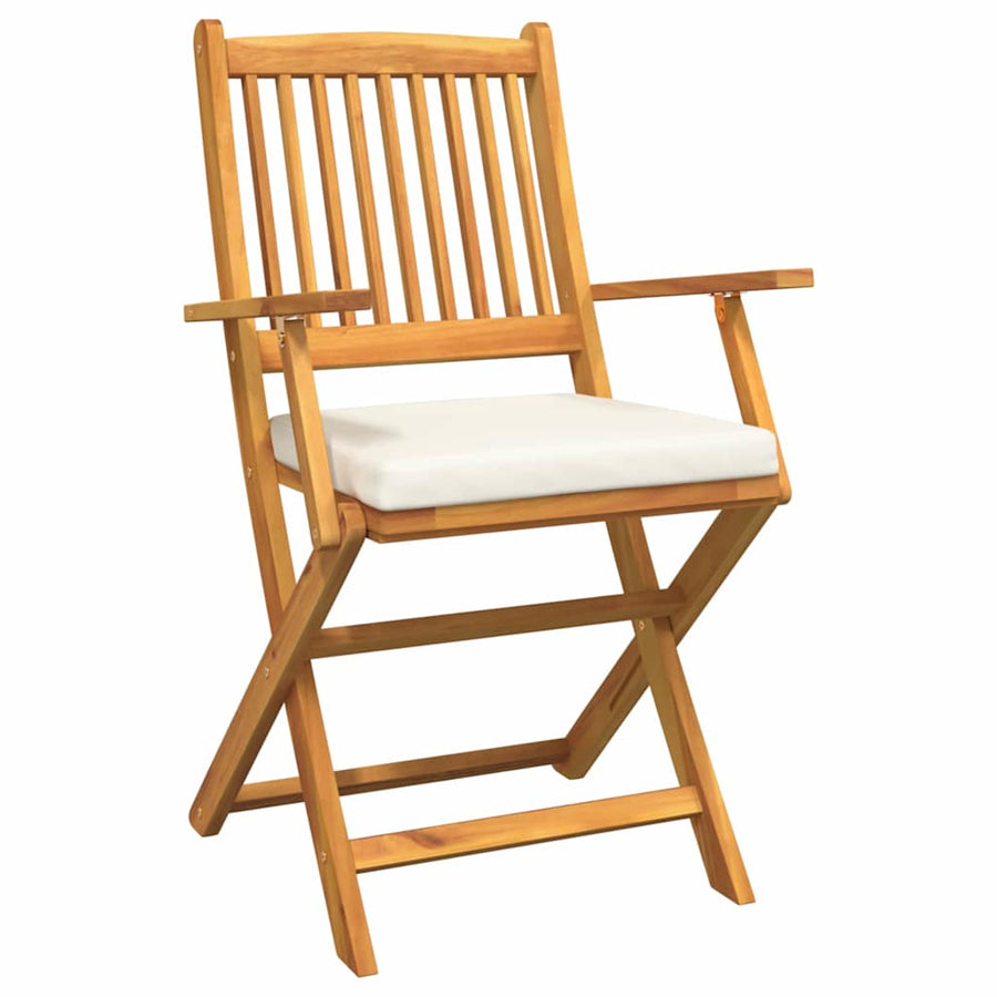 Opvouwbare Stoel 8 Pcs Wit 49 X 57,5 X 92Cm Massief Acaciahout Crèmewit Met armleuning