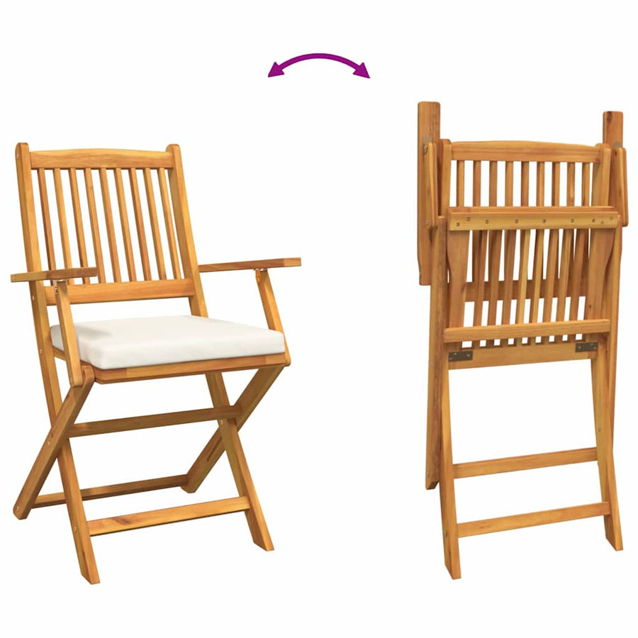 Opvouwbare Stoel 8 Pcs Wit 49 X 57,5 X 92Cm Massief Acaciahout Crèmewit Met armleuning