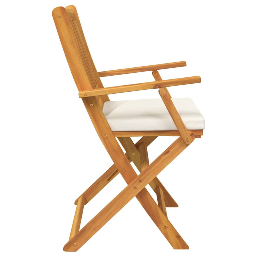 Opvouwbare Stoel 8 Pcs Wit 49 X 57,5 X 92Cm Massief Acaciahout Crèmewit Met armleuning