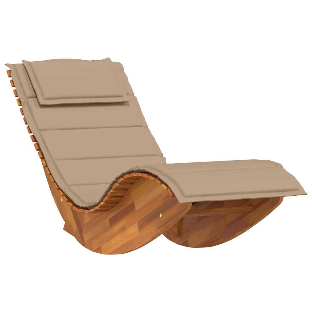 Ligstoel Met Kussen 2-Persoon 2 Pcs Bruin Massief Acaciahout Taupe