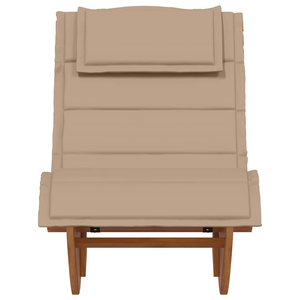 Ligstoel Met Kussen 2-Persoon 2 Pcs Bruin Massief Acaciahout Taupe
