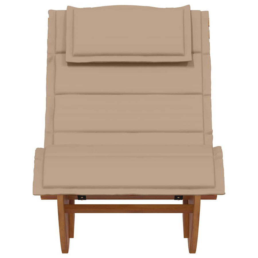 Ligstoel Met Kussen 2-Persoon 2 Pcs Bruin Massief Acaciahout Taupe