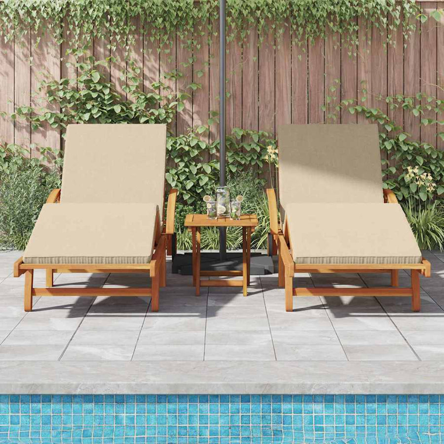 Ligstoel 2 Pcs 200 X 67 X 84 Cm Massief Acaciahout Beige 2x zonligstoel