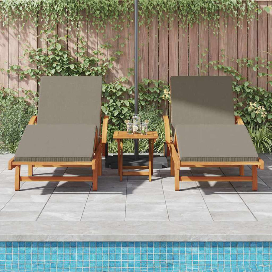 Ligstoel 2 Pcs 200 X 67 X 84Cm Massief Acaciahout Taupe 2x zonligstoel