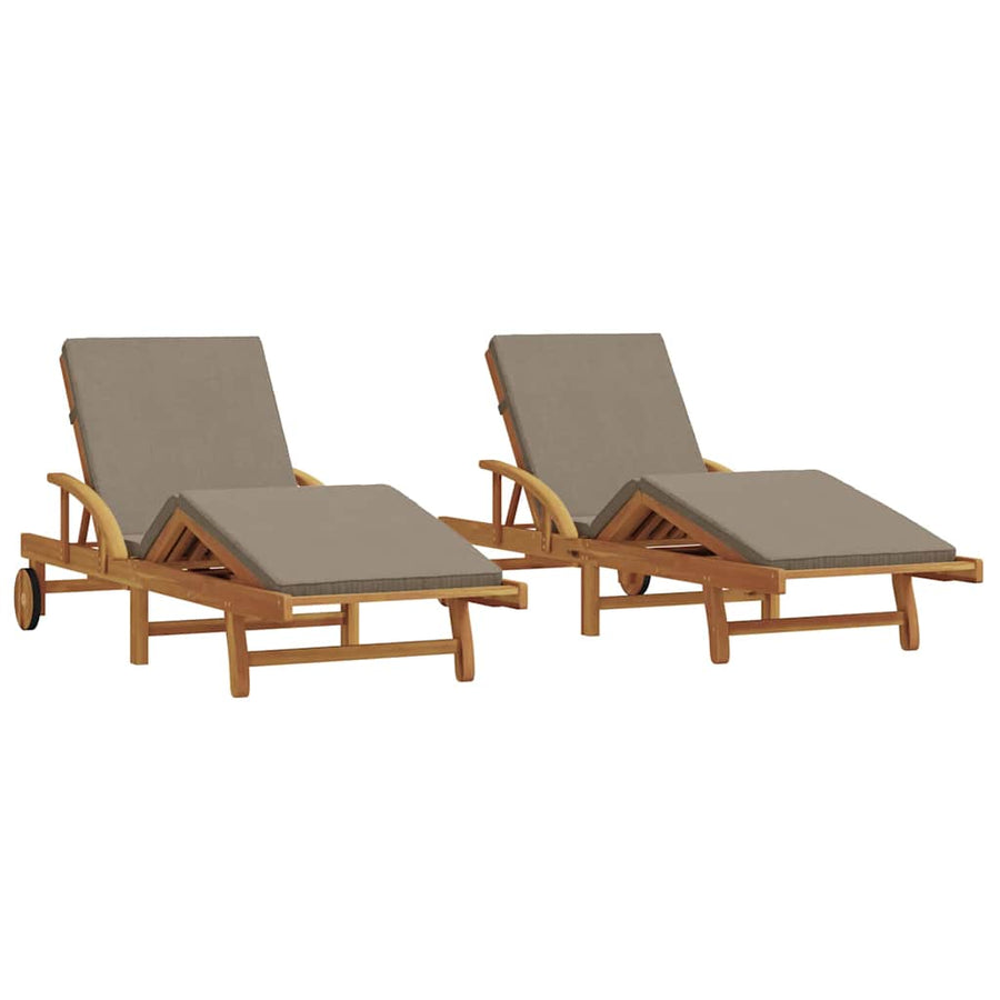 Ligstoel 2 Pcs 200 X 67 X 84Cm Massief Acaciahout Taupe 2x zonligstoel
