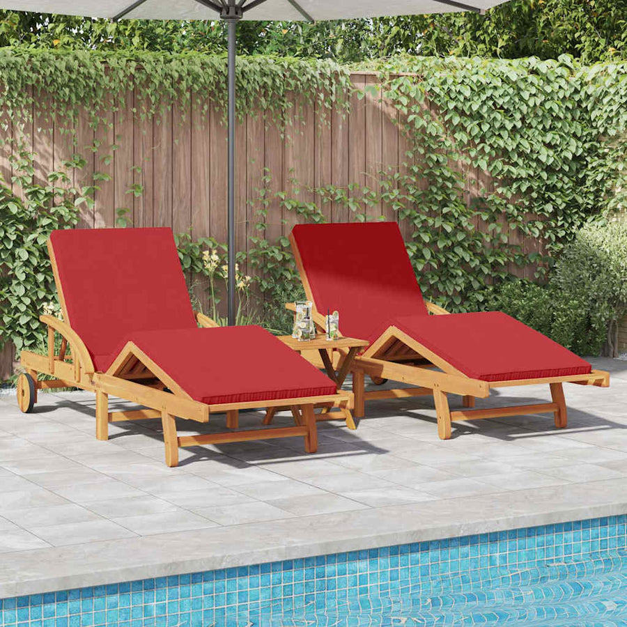 Ligstoel 2 Pcs 200 X 67 X 84Cm Massief Acaciahout Rood 2x zonligstoel