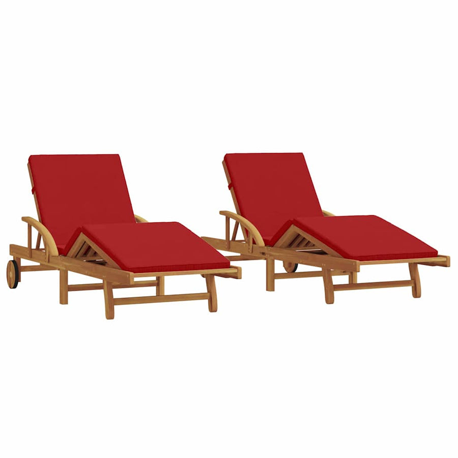 Ligstoel 2 Pcs 200 X 67 X 84Cm Massief Acaciahout Rood 2x zonligstoel