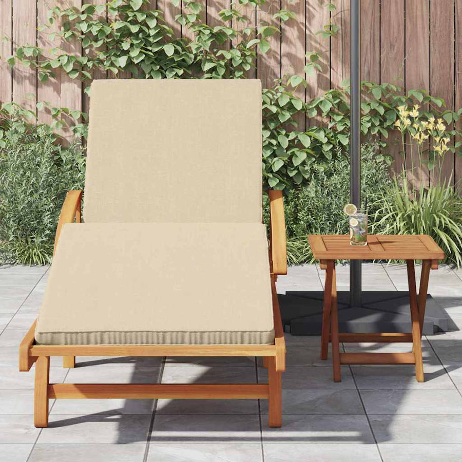 Ligstoel 2 Pcs 40 X 40 X 40Cm Massief Acaciahout Beige 2x zonnebed + tafel