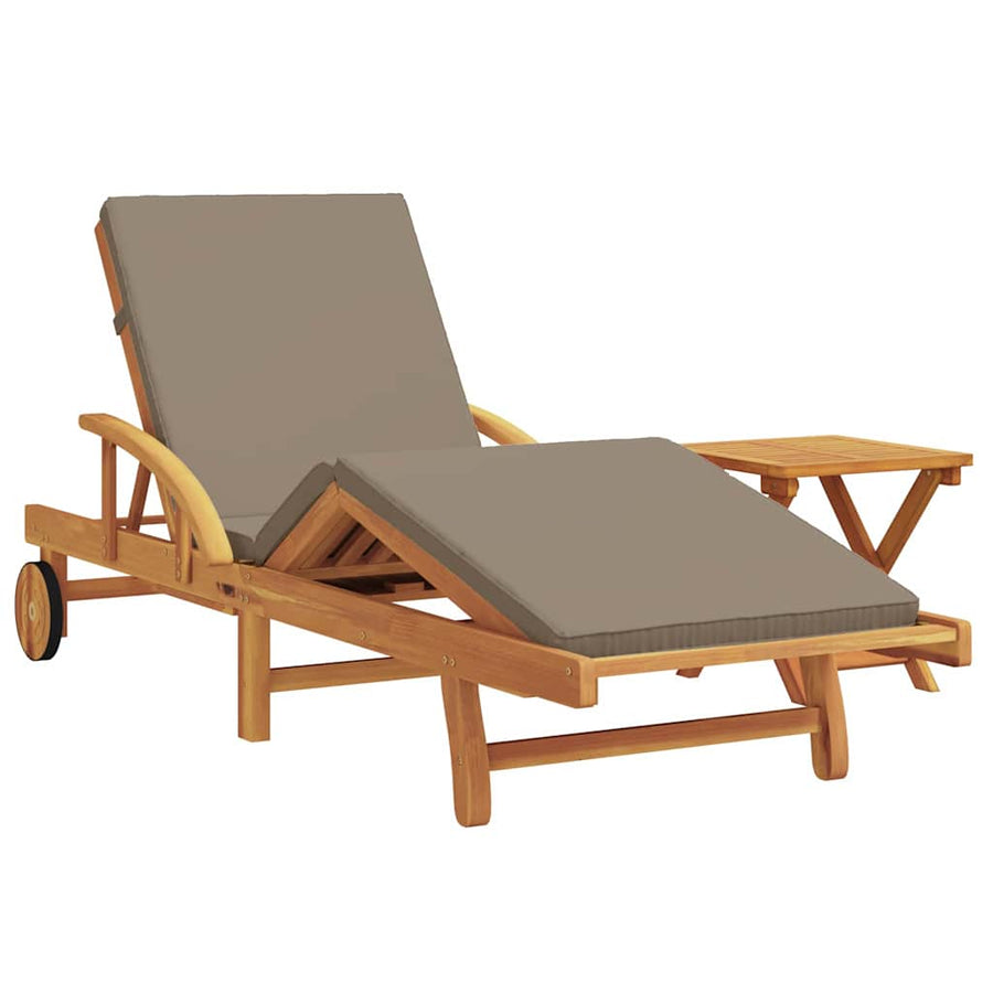 Ligstoel 2 Pcs 200 X 67 X 84 Cm Massief Acaciahout Taupe 2x zonnebed + tafel