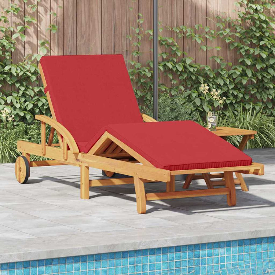Ligstoel 2 Pcs Massief Acaciahout Rood 2x zonnebed + tafel
