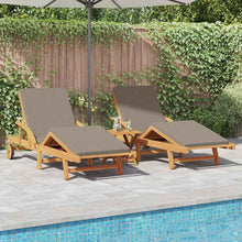 Ligstoel 3 Pcs Massief Acaciahout Taupe 2x zonnebed + tafel
