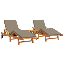 Ligstoel 3 Pcs Massief Acaciahout Taupe 2x zonnebed + tafel