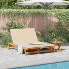 Ligstoel 2-persoons 125x200x84 cm massief acaciahout bruin