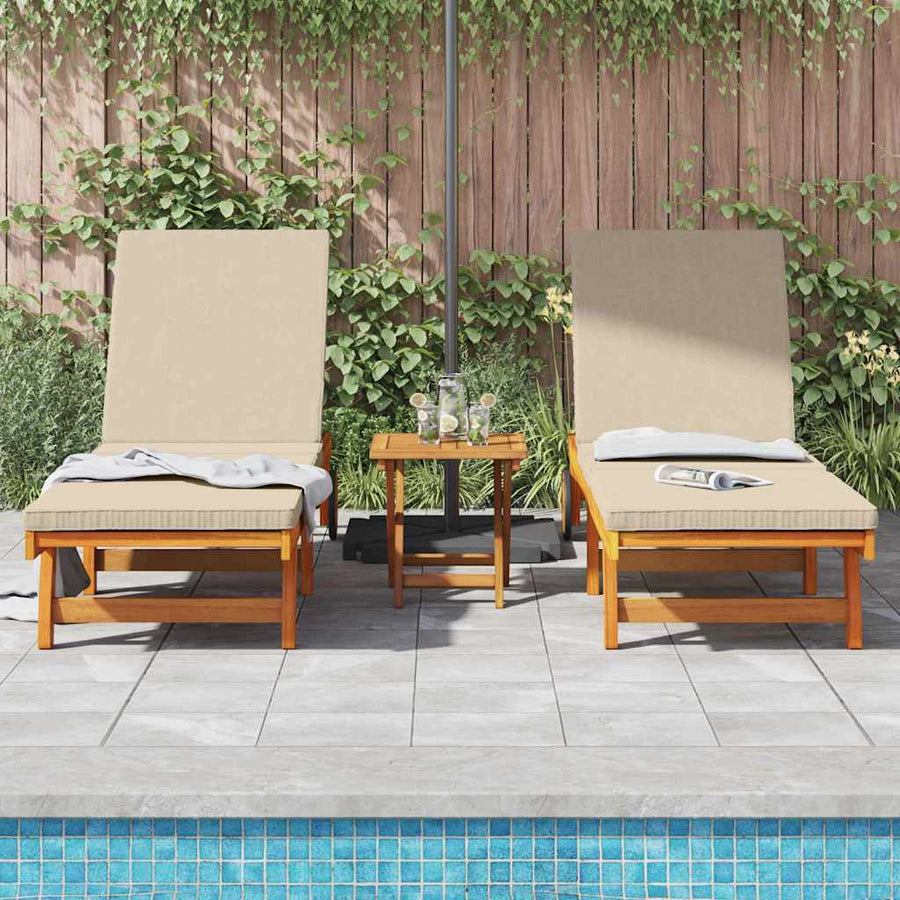 Ligstoel 2 Pcs Bruin 63 X 199 X 85Cm Massief Acaciahout Beige