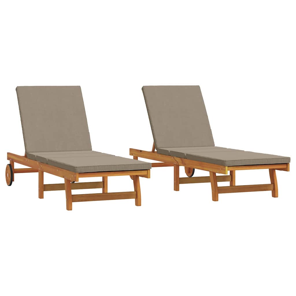 Ligstoel 2-persoon 2 pcs Bruin Massief Acaciahout