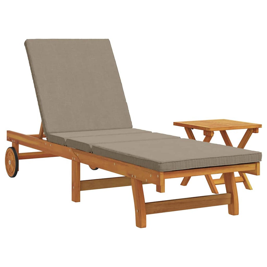Ligstoel 2 Pcs Bruin 40 X 40 X 40Cm Massief Acaciahout Taupe Ligstoel +tafel
