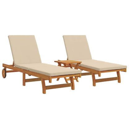 Ligstoel 3 Pcs Bruin 40 X 40 X 40Cm Massief Acaciahout Beige