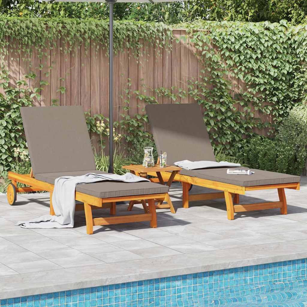 Ligstoel 3 Pcs Bruin 40 X 40 X 40Cm Massief Acaciahout Taupe 2x sun lounger +table