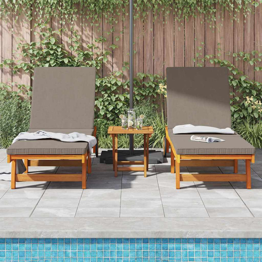 Ligstoel 3 Pcs Bruin 40 X 40 X 40Cm Massief Acaciahout Taupe 2x sun lounger +table