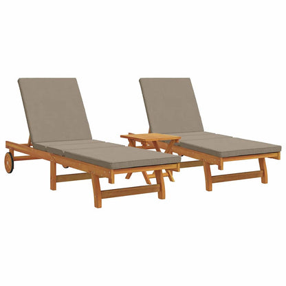 Ligstoel 3 Pcs Bruin 40 X 40 X 40Cm Massief Acaciahout Taupe 2x sun lounger +table