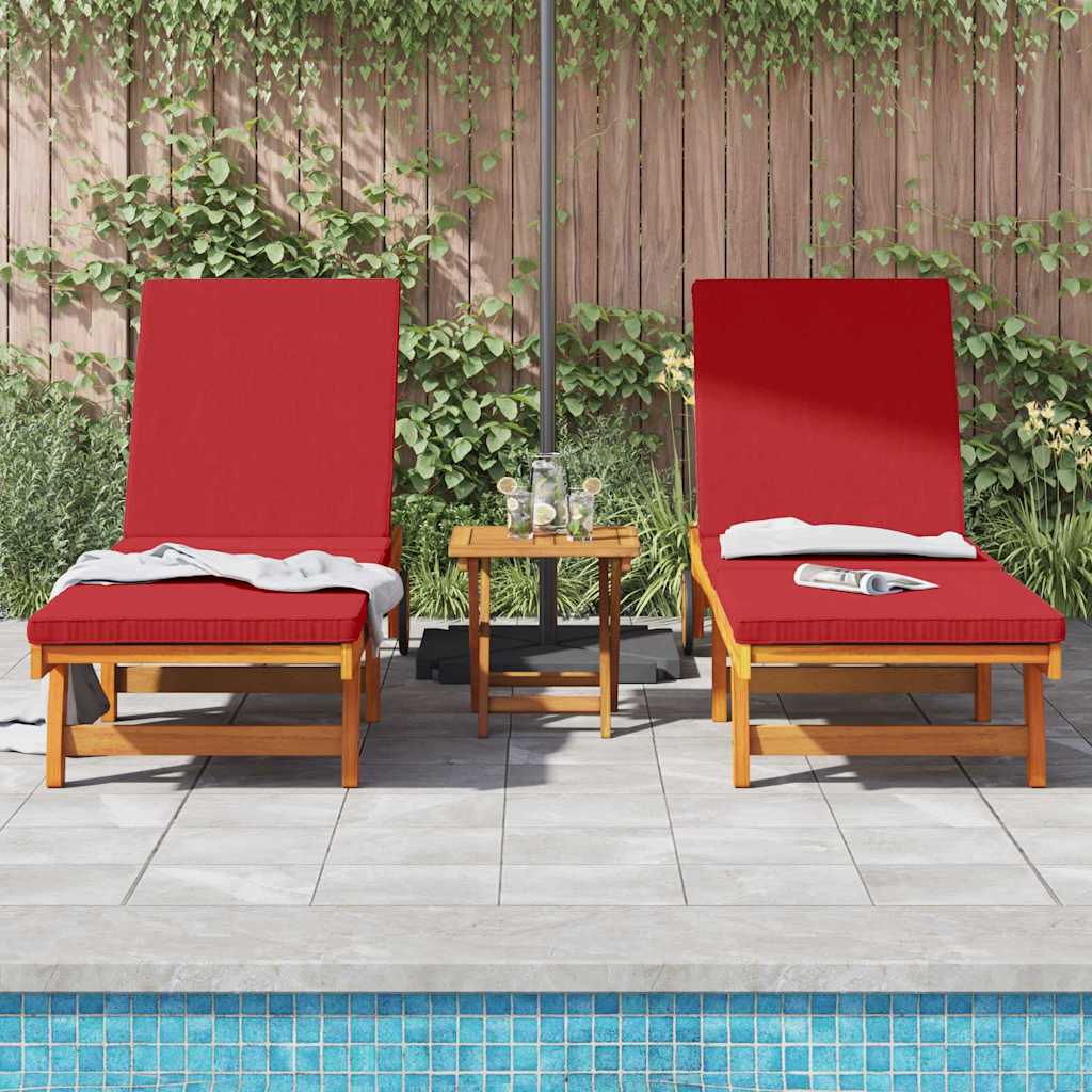 Ligstoel 3 Pcs Bruin 40 X 40 X 40Cm Massief Acaciahout Rood 2x sun lounger +table