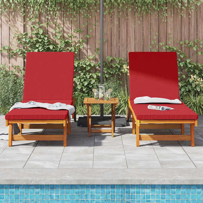 Ligstoel 3 Pcs Bruin 40 X 40 X 40Cm Massief Acaciahout Rood 2x sun lounger +table